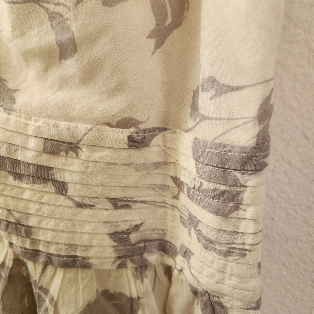 Ann Taylor LOFT Women's Dress‎ Floral Print Sundress Knee Length Gray White Sz 8